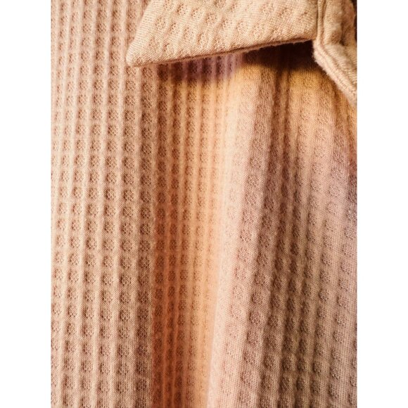 NWOT Mainstrip Pink Waffle Knit Wide Leg Pockets Open Back Button Jumpsuit L - Picture 9 of 13